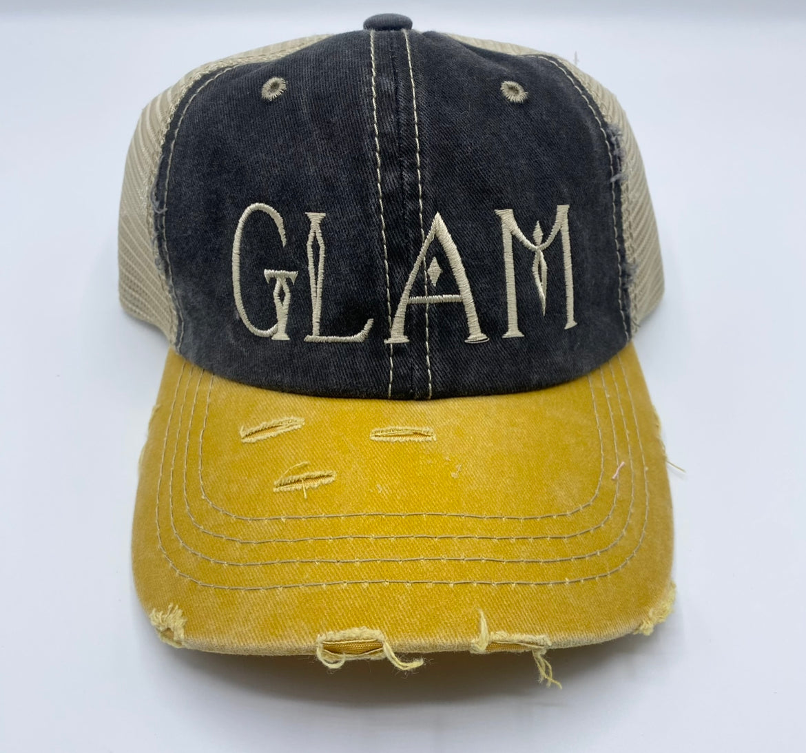 Denim Black & Gold "GLAM" Cap